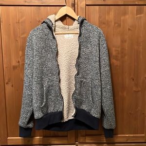 Old Navy Heather Blue Sherpa Zip Up Hoodie